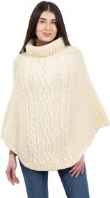 img 4 attached to Stay Warm And Fashion-Forward With SAOL'S Merino Wool Aran Poncho Cardigan