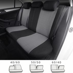 img 2 attached to Full Set Car Seat Covers For Trucks SUVs Vans - Gray Front And Split Rear Bench Seat Cover For Men And Women, Breathable And Airbag-Compatible With 3-Zipper Design - By AUTOYOUTH
