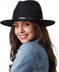 img 1 attached to Stylish Wide Brim Felt Fedora Hats For Men And Women With Wool Material And Belt Buckle Decoration By FURTALK