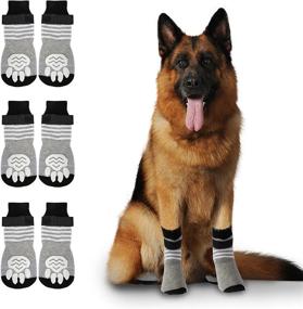 img 4 attached to Rypet 3 Pairs Anti-Slip Dog Socks with Straps - Traction Control Grip Socks for Indoor Use on Hardwood Floors, Paw Protector for Small Medium Large Dogs