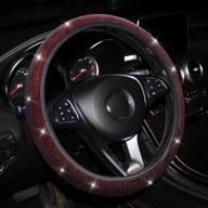 🚗 ravishing red car bling rhinestones steering wheel cover: sparkling crystal diamond, anti-slip protector, 15-inch elastic universal fit for cars, suvs & vehicles - bling up your car interior! логотип