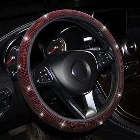 img 4 attached to 🚗 Ravishing Red Car Bling Rhinestones Steering Wheel Cover: Sparkling Crystal Diamond, Anti-Slip Protector, 15-Inch Elastic Universal Fit for Cars, SUVs & Vehicles - Bling up Your Car Interior!