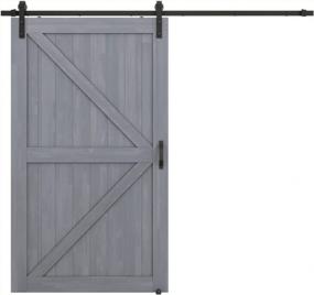 img 2 attached to 48In X 84In Grey Sliding Barn Door With 8Ft Hardware Kit, Pre-Drilled Ready To Assemble DIY Unfinished Solid Spruce Wood Panelled K-Frame