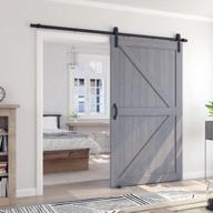 48in x 84in grey sliding barn door with 8ft hardware kit, pre-drilled ready to assemble diy unfinished solid spruce wood panelled k-frame логотип