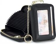 rfid credit card holder with removable keychain id window - imeetu small leather zipper wallet (black) logo