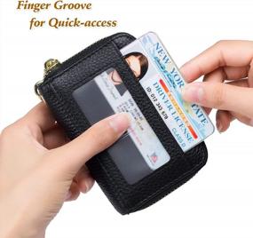img 2 attached to RFID Credit Card Holder With Removable Keychain ID Window - Imeetu Small Leather Zipper Wallet (Black)
