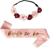 flower crown bride to be sash for bachelorette party - engagement decoration and women's gift logo