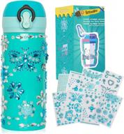 cullaby girls' craft kit - decorate your 12oz bpa-free insulated stainless steel water bottle with stickers - best for ages 5-12 - diy project for teens - baby girl blue design логотип