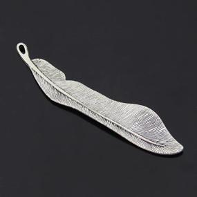 img 3 attached to 10Pcs Classical Delicacy Antique Feather Shape Metal Beading Bookmark With Handmade Silky Tassel (Antique Silver)
