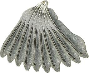 img 2 attached to 10Pcs Classical Delicacy Antique Feather Shape Metal Beading Bookmark With Handmade Silky Tassel (Antique Silver)