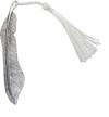 10pcs classical delicacy antique feather shape metal beading bookmark with handmade silky tassel (antique silver) logo