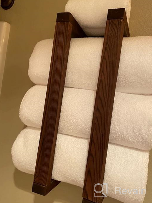 img 1 attached to 18.9 Inch Wall Mounted Wooden Towel Rack For Bathroom - HULISEN, Installation Tool Included, Pine Shelf For Rolled Towels & Blanket Storage Organizer review by Jim Velasco