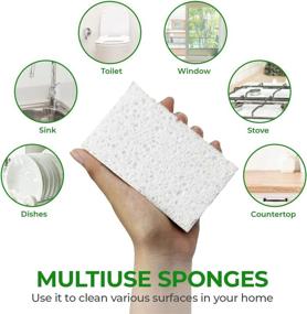 img 1 attached to 🌱 Pack of 10 Eco Friendly Biodegradable Kitchen Sponges - Compostable Cellulose and Coconut Walnut Scrubber Sponges for Dishes - Natural and Sustainable