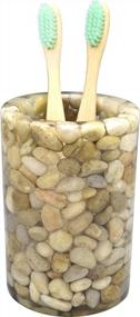 img 4 attached to Natural Stone Pebble Toothbrush Holder For Bathroom Organization