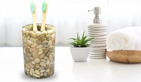 img 3 attached to Natural Stone Pebble Toothbrush Holder For Bathroom Organization
