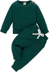 img 4 attached to Newborn Unisex Fall Winter Sweatsuit Outfit - Crewneck Pullover Top & Pant Set (Boy Girl Baby Clothes)