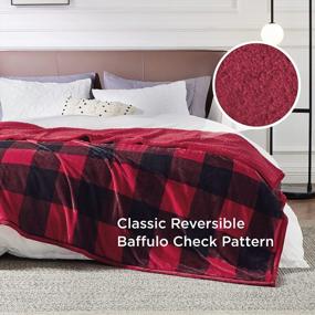 img 3 attached to Warm Up Your Winter With BEDSURE'S Red & Black Buffalo Sherpa Throw Blanket!