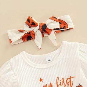 img 2 attached to 0-5T Комплект одежды на Хэллоуин для маленьких мальчиков и девочек - хлопковые толстовки и штаны для новорожденных, повседневная одежда