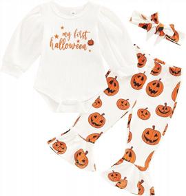 img 4 attached to 0-5T Комплект одежды на Хэллоуин для маленьких мальчиков и девочек - хлопковые толстовки и штаны для новорожденных, повседневная одежда