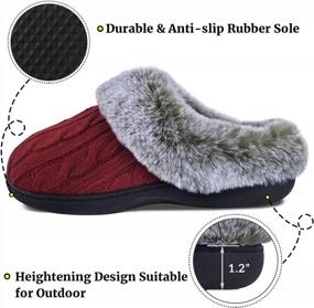 img 1 attached to Soft Cable Knit Slippers For Women With Plush Faux Fur Collar, Memory Foam, And Anti-Skid Rubber Sole - Perfect For Indoor And Outdoor Use