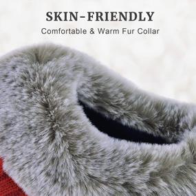 img 2 attached to Soft Cable Knit Slippers For Women With Plush Faux Fur Collar, Memory Foam, And Anti-Skid Rubber Sole - Perfect For Indoor And Outdoor Use