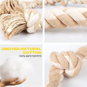 img 2 attached to Fida Dog Rope Toys For Aggressive Chewers,Large Dog Toy Designed For Tug Of War, Tough Dog Rope Toy Indestructible Made Of Undyed Natural Cotton, 29" Large Dog Toys With 3 Big Knots And A Handle