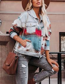 img 2 attached to Women'S Aztec Boho Western Retro Distressed Shirt Jacket Button Down Shacket