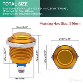 img 2 attached to Twidec/16Mm Waterproof Golden Metal Shell Momentary Raised Top Push Button Switch 3A/12~250V SPST 1NO Start Button For Car Modification Switch（Quality Assurance For 1 Years） M-16-GLD-G