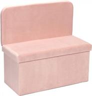 b fsobeiialeo storage ottoman with seat back, folding footstool foot rest ottomans shoes bench cube box velvet (pink, large) logo
