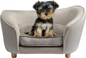 img 4 attached to Cozy Gray Velvet Dog Sofa Bed With Washable Cushion For Your Pet'S Ultimate Comfort