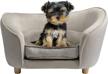 cozy gray velvet dog sofa bed with washable cushion for your pet's ultimate comfort logo