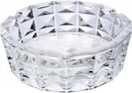 yxq glass ashtray crystal, 6 inch round clear heavy smoke cigar cigarettes holder tabletop tray outdoor home decoration logo