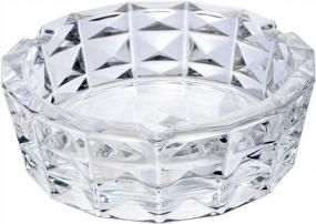 img 4 attached to YXQ Glass Ashtray Crystal, 6 Inch Round Clear Heavy Smoke Cigar Cigarettes Holder Tabletop Tray Outdoor Home Decoration