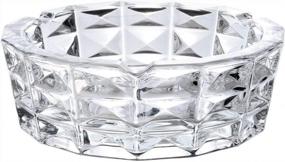 img 1 attached to YXQ Glass Ashtray Crystal, 6 Inch Round Clear Heavy Smoke Cigar Cigarettes Holder Tabletop Tray Outdoor Home Decoration