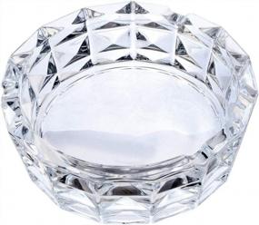 img 2 attached to YXQ Glass Ashtray Crystal, 6 Inch Round Clear Heavy Smoke Cigar Cigarettes Holder Tabletop Tray Outdoor Home Decoration