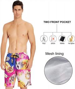 img 3 attached to Mens 3D Swim Trunks Quick Dry Summer Beach Shorts With Elastic Waist And Drawstring Pocket