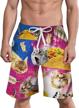 mens 3d swim trunks quick dry summer beach shorts with elastic waist and drawstring pocket logo
