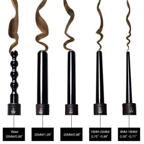 img 1 attached to 5-In-1 Professional Tourmaline Ceramic Curling Wand Set With Interchangeable Barrels, LCD Digital Display, Heat Protective Glove & 0.35-1.25 Inch Hair Curlers - Dual Voltage