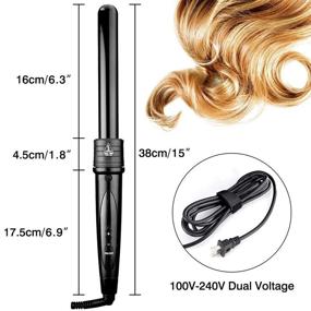 img 3 attached to 5-In-1 Professional Tourmaline Ceramic Curling Wand Set With Interchangeable Barrels, LCD Digital Display, Heat Protective Glove & 0.35-1.25 Inch Hair Curlers - Dual Voltage