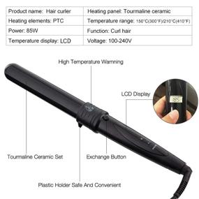img 2 attached to 5-In-1 Professional Tourmaline Ceramic Curling Wand Set With Interchangeable Barrels, LCD Digital Display, Heat Protective Glove & 0.35-1.25 Inch Hair Curlers - Dual Voltage