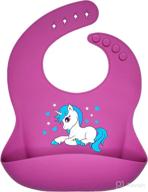 🦄 emma's smile unicorn: waterproof silicone bib with food catcher for baby girls & toddlers - adjustable fit & easy to clean logo