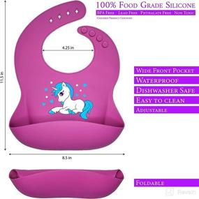 img 1 attached to 🦄 Emma's Smile Unicorn: Waterproof Silicone Bib with Food Catcher for Baby Girls & Toddlers - Adjustable Fit & Easy to Clean