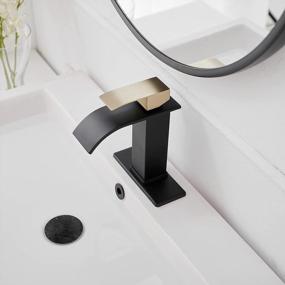img 3 attached to Greenspring Brushed Gold And Black Single Handle One Hole Waterfall Bathroom Sink Faucet With Pop Up Drain Deck Mount Modern Bathroom Faucet
