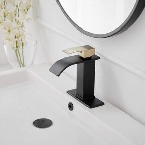 img 2 attached to Greenspring Brushed Gold And Black Single Handle One Hole Waterfall Bathroom Sink Faucet With Pop Up Drain Deck Mount Modern Bathroom Faucet