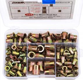 img 4 attached to LOKMAN 105PC Rivet Nut Assortment Kit With Flat Head Carbon Steel Threaded Inserts - Includes 8-32UNC, 10-24UNC, 1/4"-20UNC, 5/16"-18UNC, And 3/8"-16UNC Knurled Body Rivnuts (Rivet Nut Kit 2)