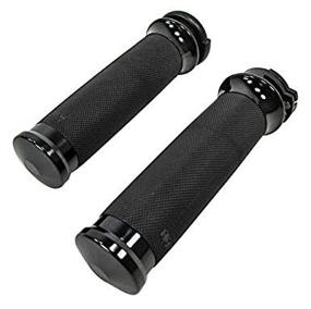 img 3 attached to 🏍️ Anodized Black Billet Aluminum 1-Inch Grips with Knurled Rubber Cushion Throttle Control Sets - Single or Dual Cable - Compatible with All Harley Models - Made in the USA - Ideal for Motorcycle Bobber, Chopper, and Cafe Racer Enthusiasts