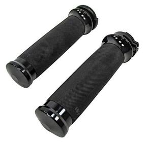 img 2 attached to 🏍️ Anodized Black Billet Aluminum 1-Inch Grips with Knurled Rubber Cushion Throttle Control Sets - Single or Dual Cable - Compatible with All Harley Models - Made in the USA - Ideal for Motorcycle Bobber, Chopper, and Cafe Racer Enthusiasts