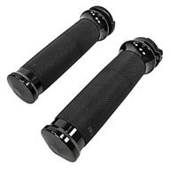 🏍️ anodized black billet aluminum 1-inch grips with knurled rubber cushion throttle control sets - single or dual cable - compatible with all harley models - made in the usa - ideal for motorcycle bobber, chopper, and cafe racer enthusiasts логотип