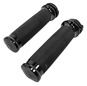 img 4 attached to 🏍️ Anodized Black Billet Aluminum 1-Inch Grips with Knurled Rubber Cushion Throttle Control Sets - Single or Dual Cable - Compatible with All Harley Models - Made in the USA - Ideal for Motorcycle Bobber, Chopper, and Cafe Racer Enthusiasts