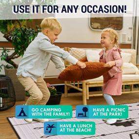 img 2 attached to RV Outdoor Mat: LATCH.IT 5X8 Boho Style Reversible Rug Ideal For Camping & Camper Use – The Ultimate RV Patio Rug For All Occasions!